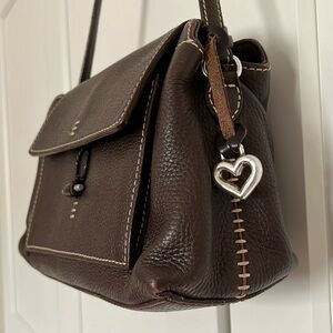 Vintage Brighton pebble leather bold stitch snap front purse